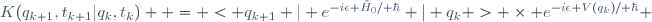 K(q_{k+1},t_{k+1}|q_{k},t_{k})  \ = \ < q_{k+1} | e^{-i\epsilon \hat{H}_0/ \hbar} | q_k > \ \times \ e^{-i\epsilon V(q_k)/ \hbar} 
