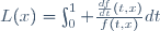 L(x)=\int_0^1 \frac{\frac{df}{dt}(t,x)}{f(t,x)}dt\,