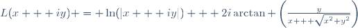 L(x + iy) = \ln(|x + iy|) + 2i\arctan \left(\frac{y}{x + \sqrt{x^2+y^2}}\right)