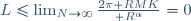 L\le\lim_{N\to\infty}{2\pi RMK\over R^\alpha}=0