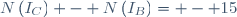 N\left(I_{C}\right) - N\left(I_{B}\right)= - 15