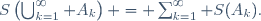 S\left(\bigcup_{k=1}^\infty A_k\right) = \sum_{k=1}^\infty S(A_k).
