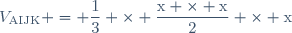 V_{\text{AIJK}} = \dfrac{1}{3} \times \dfrac{\text{x} \times \text{x}}{2} \times \text{x}