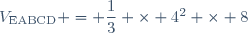 V_{\text{EABCD}} = \dfrac{1}{3} \times 4^2 \times 8