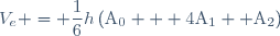 V_{e} = \dfrac{1}{6}h\left(\text{A}_{0} + 4\text{A}_{1} +\text{A}_{2}\right)