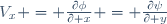 V_x = \frac{\partial\phi}{\partial x} = \frac{\partial\psi}{\partial y}