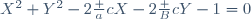 X^2+Y^2-2\frac acX-2\frac BcY-1=0