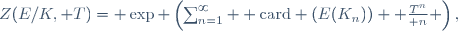 Z(E/K, T)= \exp \left(\sum_{n=1}^{\infty}  \mathrm{card} (E(K_n))  {T^n\over n} \right),