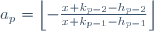 a_p=\left\lfloor-\frac{x k_{p-2}-h_{p-2}}{x k_{p-1}-h_{p-1}}\right\rfloor