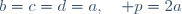 b=c=d=a,\quad p=2a