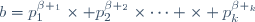 b=p_{1}^{\beta _{1}}\times p_{2}^{\beta _{2}}\times
\cdots \times p_{k}^{\beta _{k}}