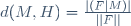 d(M,H)=\frac{|(F|M)|}{||F||}