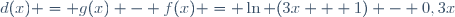 d(x) = g(x) - f(x) = \ln (3x + 1) - 0,3x