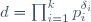 d=\prod_{i=1}^kp_i^{\delta_i}