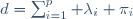 d=\sum_{i=1}^p \lambda_i \pi_i