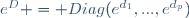 e^D = Diag(e^{d_1},...,e^{d_p})