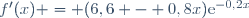 f'(x) = (6,6 - 0,8x)\text{e}^{-0,2x}