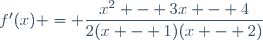 f'(x) = \dfrac{x^2 - 3x - 4}{2(x - 1)(x - 2)}