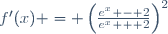 f'(x) = \left(\frac{e^x - 2}{e^x + 2}\right)^2