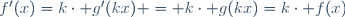 f'(x)=k\cdot g'(kx) = k\cdot g(kx)=k\cdot f(x)