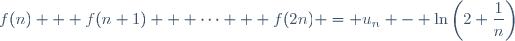 f(n) + f(n+1) + \cdots + f(2n) = u_{n} - \ln\left(2+\dfrac{1}{n}\right)