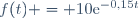 f(t) = 10\text{e}^{-0,15t}