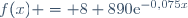 f(x) = 8 890\text{e}^{-0,075x}