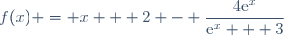 f(x) = x + 2 - \dfrac{4\text{e}^x}{\text{e}^x + 3}