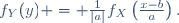 f_Y(y) = \frac{1}{|a|}\ f_X\left(\tfrac{x-b}{a}\right).