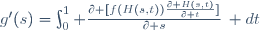 g'(s)=\int_0^1 \frac{\partial [f(H(s,t))\frac{\partial H(s,t)}{\partial t}]}{\partial s}\, dt