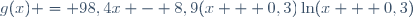 g(x) = 98,4x - 8,9(x + 0,3)\ln(x + 0,3)