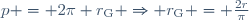 p = 2\pi r_\mathrm{G} \Rightarrow r_\mathrm{G} = \frac{2r}{\pi}