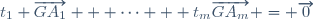 t_1 \overrightarrow{GA_1} + \cdots + t_m\overrightarrow{GA_m} = \overrightarrow{0}