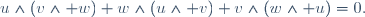 u\wedge(v\wedge w)+w\wedge(u\wedge v)+v\wedge(w\wedge u)=0.