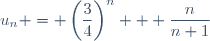 u_n = \left(\dfrac{3}{4}\right)^n + \dfrac{n}{n+1}