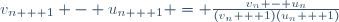 v_{n + 1} - u_{n + 1} = \frac{v_n - u_n}{(v_n + 1)(u_n + 1)}