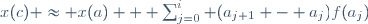 x(c) \approx x(a) + \sum_{j=0}^i (a_{j+1} - a_j)f(a_j)