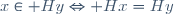 x\in Hy\Leftrightarrow Hx=Hy