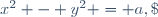 x^2 - y^2 = a,\; x^2 + y^2 = |\alpha| =\sqrt {a^2 + b^2}\quad\text{donc}\quad x = \pm \sqrt {\frac 12(a + \sqrt {a^2 + b^2})},\quad y = \pm \sqrt {\frac 12(-a + \sqrt {a^2 + b^2})}