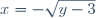 x=-\sqrt{y-3}