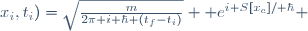 K_{fp}(x_{f},t_{f};x_{i},t_{i})=\sqrt{\frac{m}{2\pi i \hbar (t_{f}-t_{i})}} \mathrm e^{i S[x_{c}]/ \hbar} 