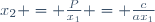 x_2 = \tfrac{P}{x_1} = \tfrac{c}{ax_1}