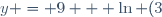 y = 9 + \ln (3)