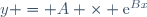 y = A \times \text{e}^{Bx}