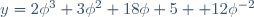 y=2\phi^3+3\phi^2+18\phi+5+ 12\phi^{-2}