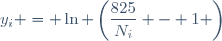 y_{i} = \ln \left(\dfrac{825}{N_{i}} - 1 \right)