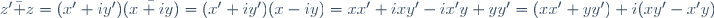 z'\bar z=(x'+iy')(\bar{x+iy})=(x'+iy')(x-iy)=xx'+ixy'-ix'y+yy'=(xx'+yy')+i(xy'-x'y)