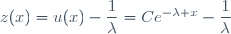 z(x)=u(x)-\dfrac{1}{\lambda}=Ce^{-\lambda x}-\dfrac{1}{\lambda}