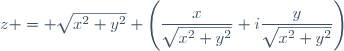 z = \sqrt{x^2+y^2} \left(\dfrac{x}{\sqrt{x^2+y^2}}+i\dfrac{y}{\sqrt{x^2+y^2}}\right)