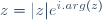 z=|z|e^{i.arg(z)}\,